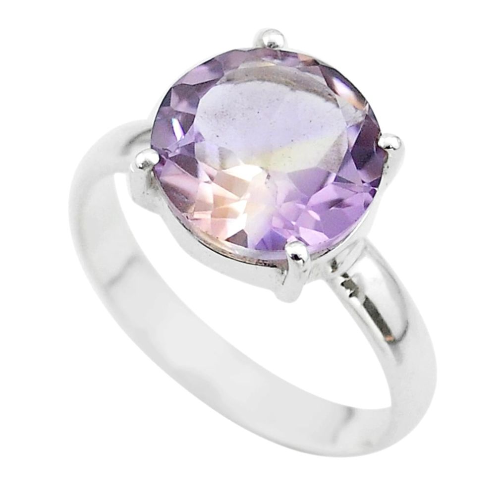 6.53cts solitaire natural purple ametrine round 925 silver ring size 11 t50275