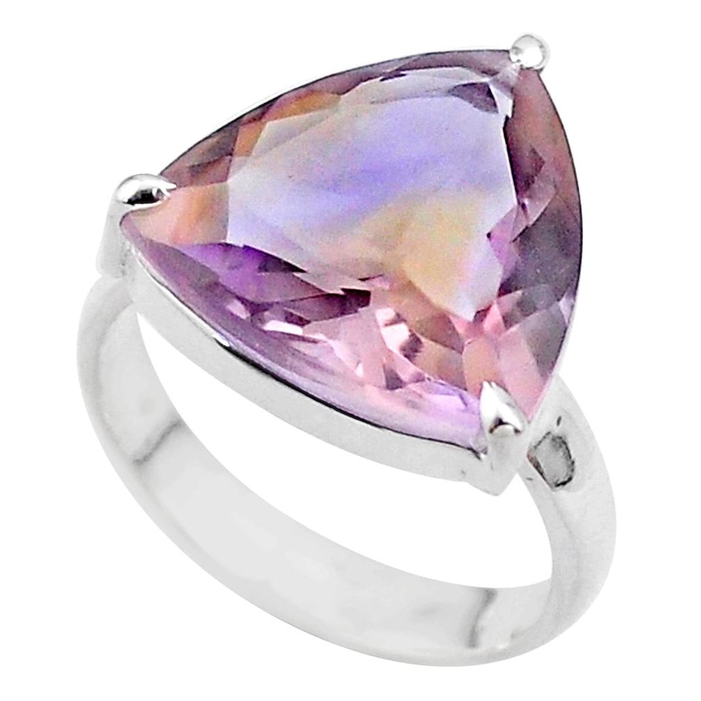 11.52cts solitaire natural purple ametrine trillion silver ring size 8 t45117