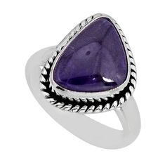 5.12cts solitaire natural purple charoite (siberian) silver ring size 6 y75442