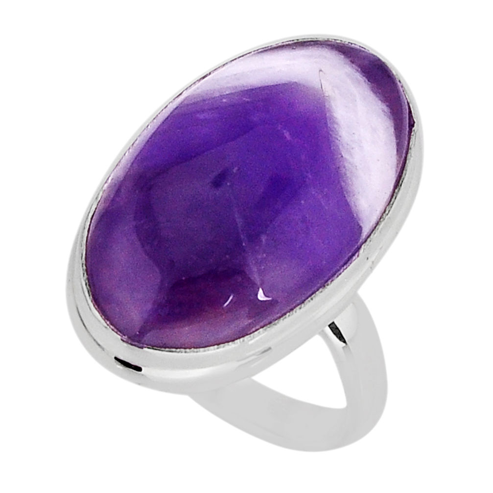 18.41cts solitaire natural purple chevron amethyst 925 silver ring size 8 y75337