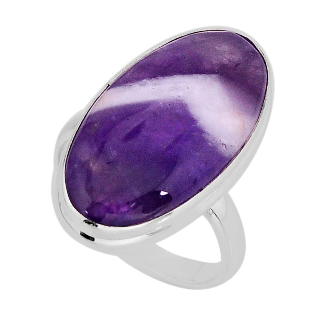 19.00cts solitaire natural purple chevron amethyst silver ring size 9.5 y75333