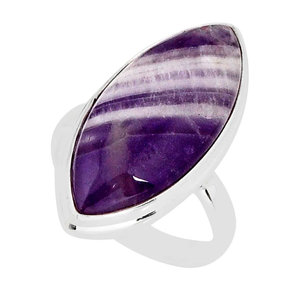 18.79cts solitaire natural purple chevron amethyst silver ring size 7.5 y75339
