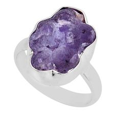 9.56cts solitaire natural purple grape chalcedony 925 silver ring size 8 y56442