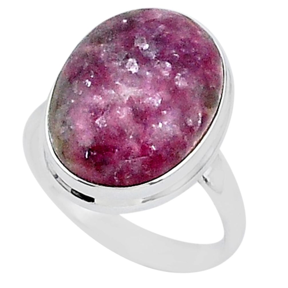 17.59cts solitaire natural purple lepidolite 925 silver ring size 11 t1510