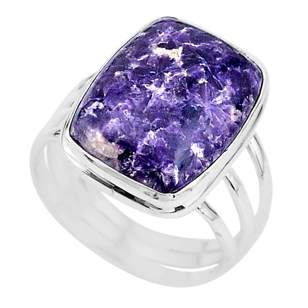 15.69cts solitaire natural purple lepidolite 925 silver ring size 11 t17799