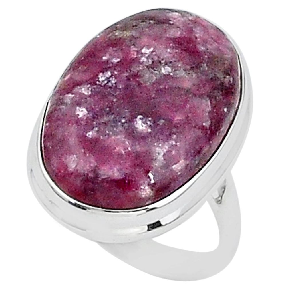 20.86cts solitaire natural purple lepidolite 925 silver ring size 9 t1507
