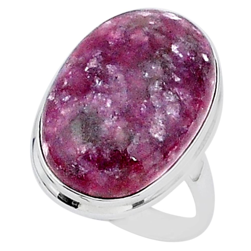 20.71cts solitaire natural purple lepidolite 925 silver ring size 9 t1509