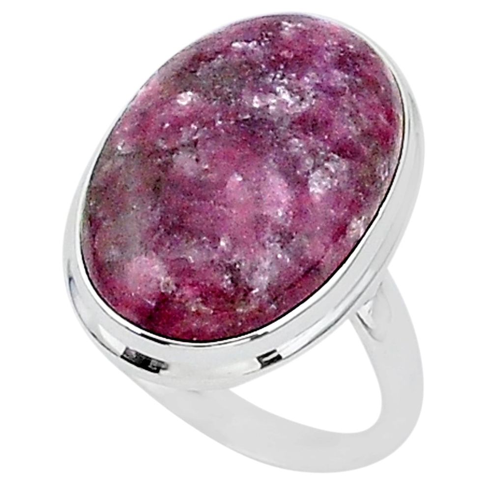 22.15cts solitaire natural purple lepidolite 925 silver ring size 11.5 t1513