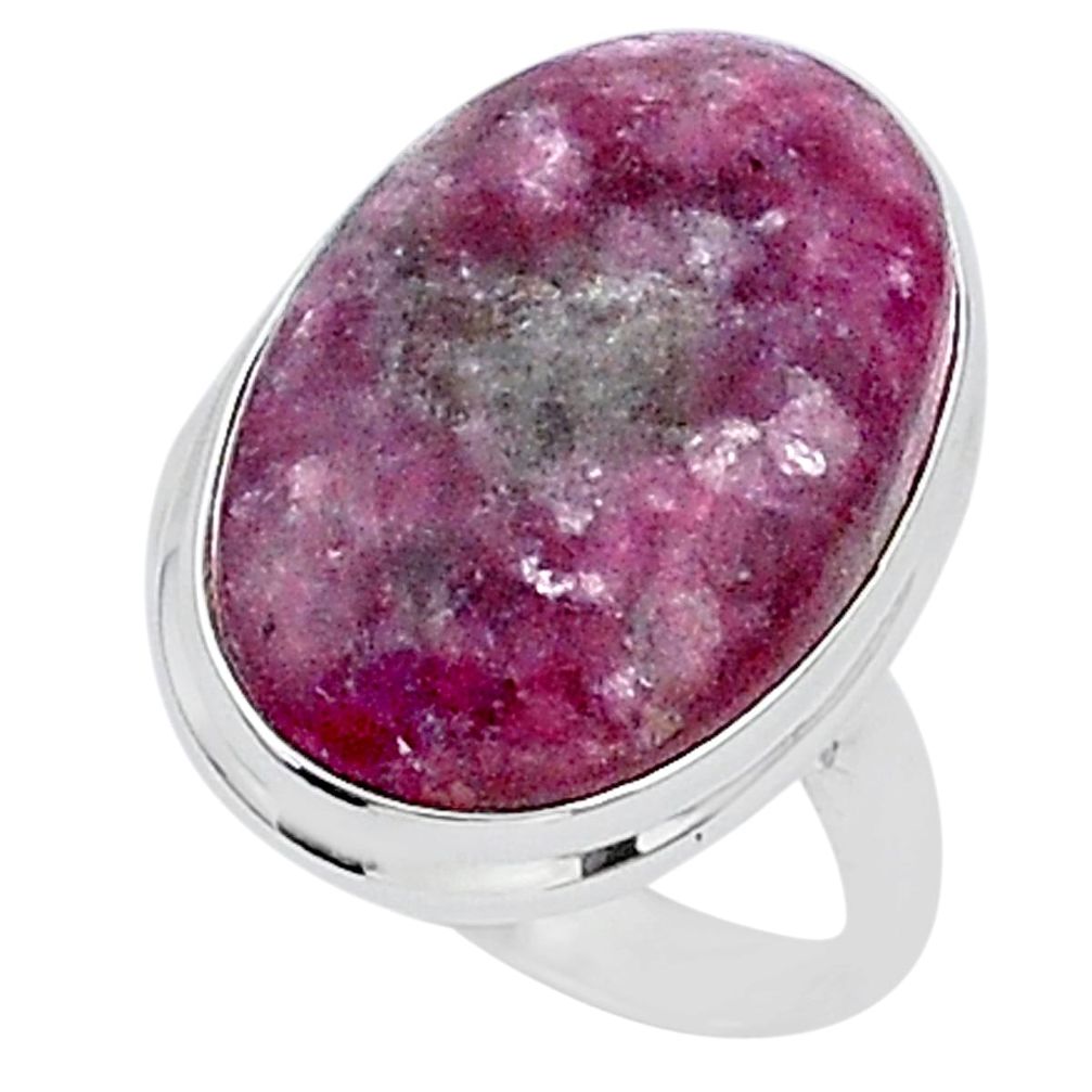 20.71cts solitaire natural purple lepidolite 925 silver ring size 10.5 t1514