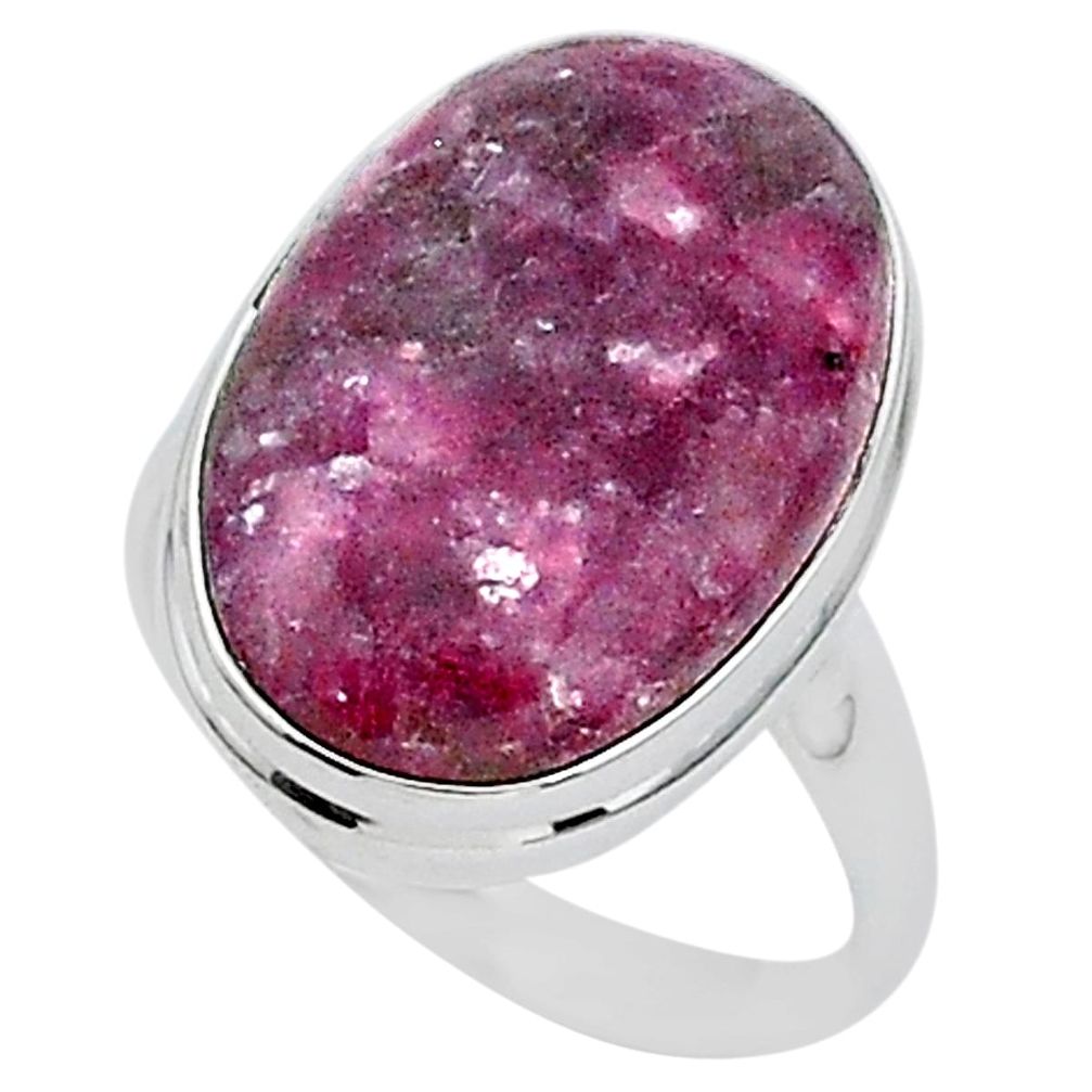 22.57cts solitaire natural purple lepidolite 925 silver ring size 12.5 t1517