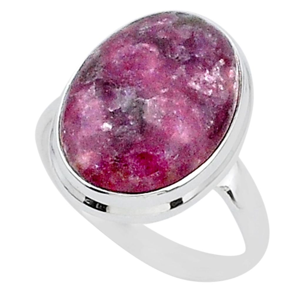 17.69cts solitaire natural purple lepidolite 925 silver ring size 11.5 t1518