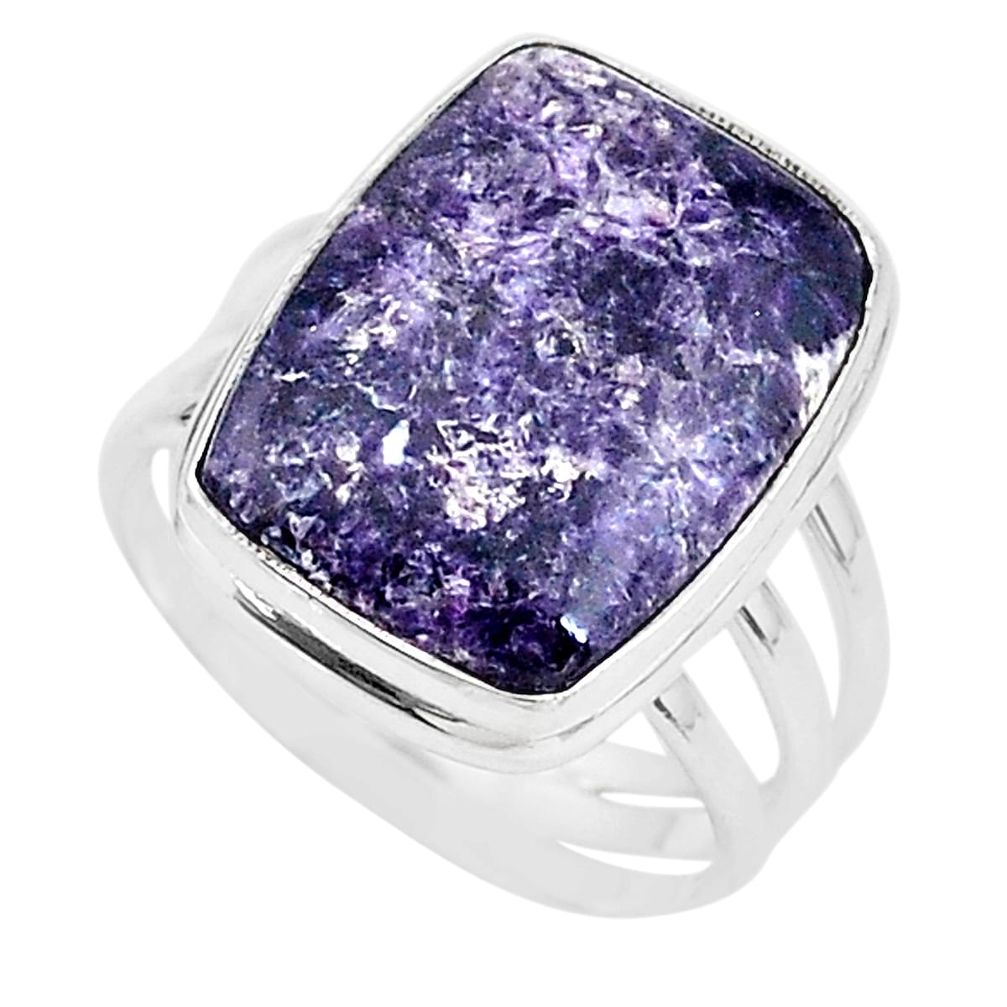 14.44cts solitaire natural purple lepidolite 925 silver ring size 10.5 t17795