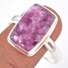 6.42cts solitaire natural purple lepidolite octagan silver ring size 12 t92244