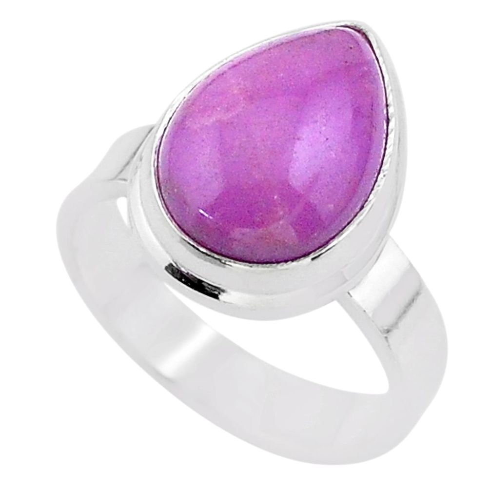 6.08cts solitaire natural purple phosphosiderite 925 silver ring size 7 t28095