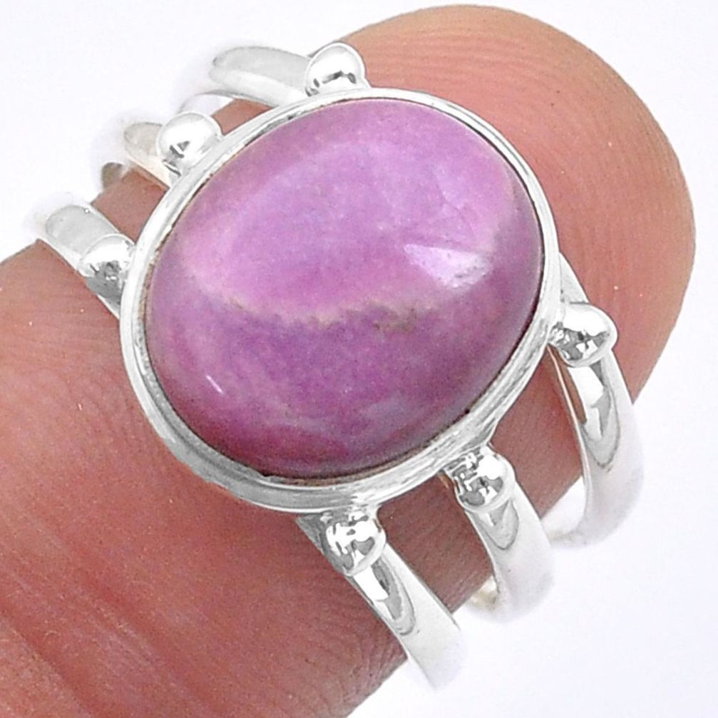 5.08cts solitaire natural purple phosphosiderite 925 silver ring size 7 u60845