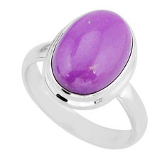 6.04cts solitaire natural purple phosphosiderite 925 silver ring size 7 y67581