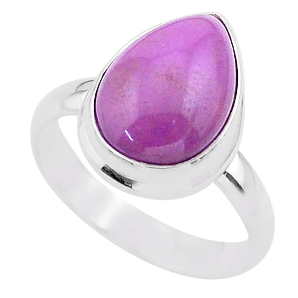 6.04cts solitaire natural purple phosphosiderite 925 silver ring size 8 t28106