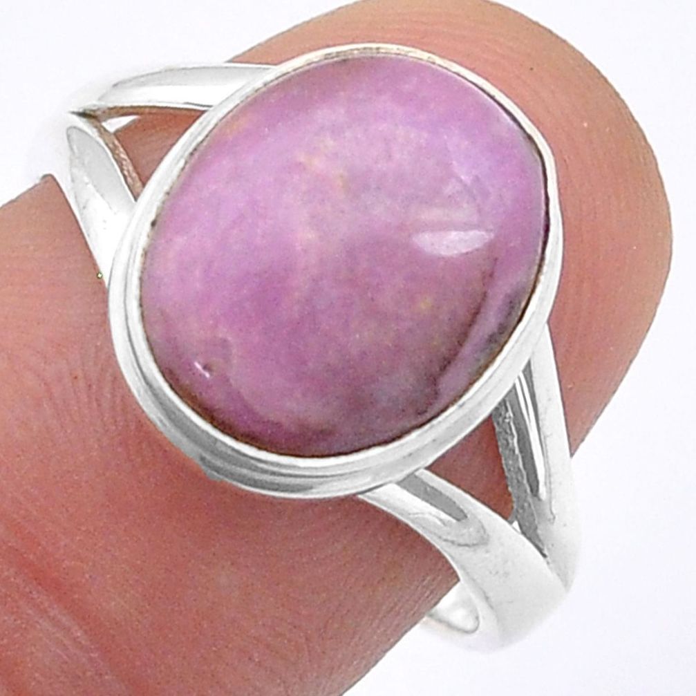 4.99cts solitaire natural purple phosphosiderite 925 silver ring size 8 u60842