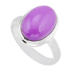 5.92cts solitaire natural purple phosphosiderite 925 silver ring size 8 y67596