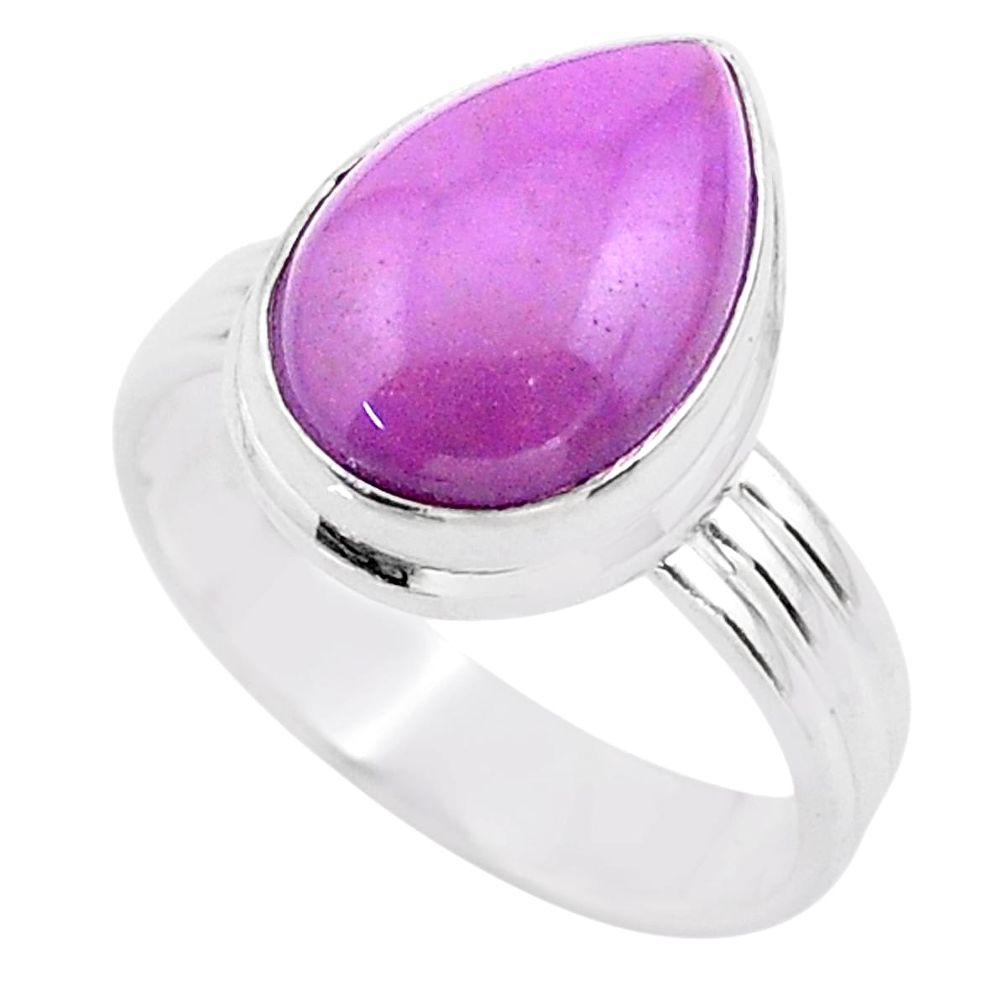 6.07cts solitaire natural purple phosphosiderite 925 silver ring size 9 t28111