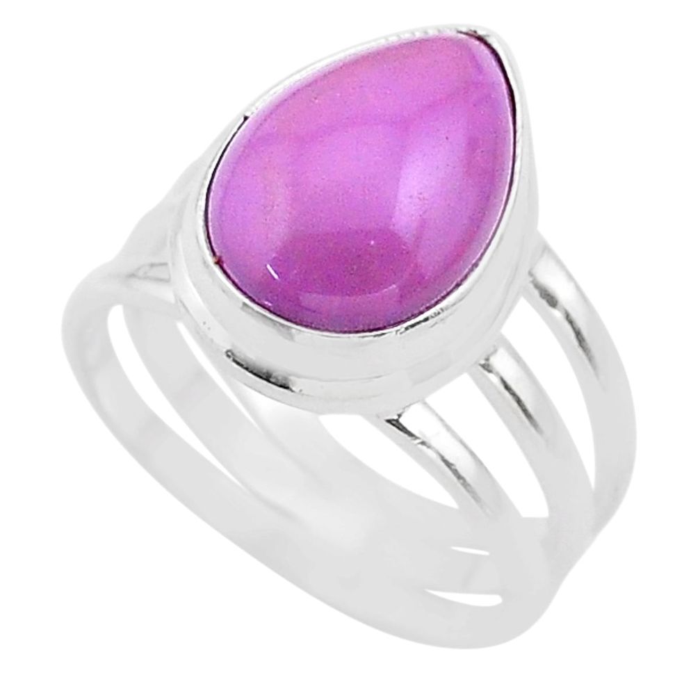 6.62cts solitaire natural purple phosphosiderite 925 silver ring size 7.5 t28081