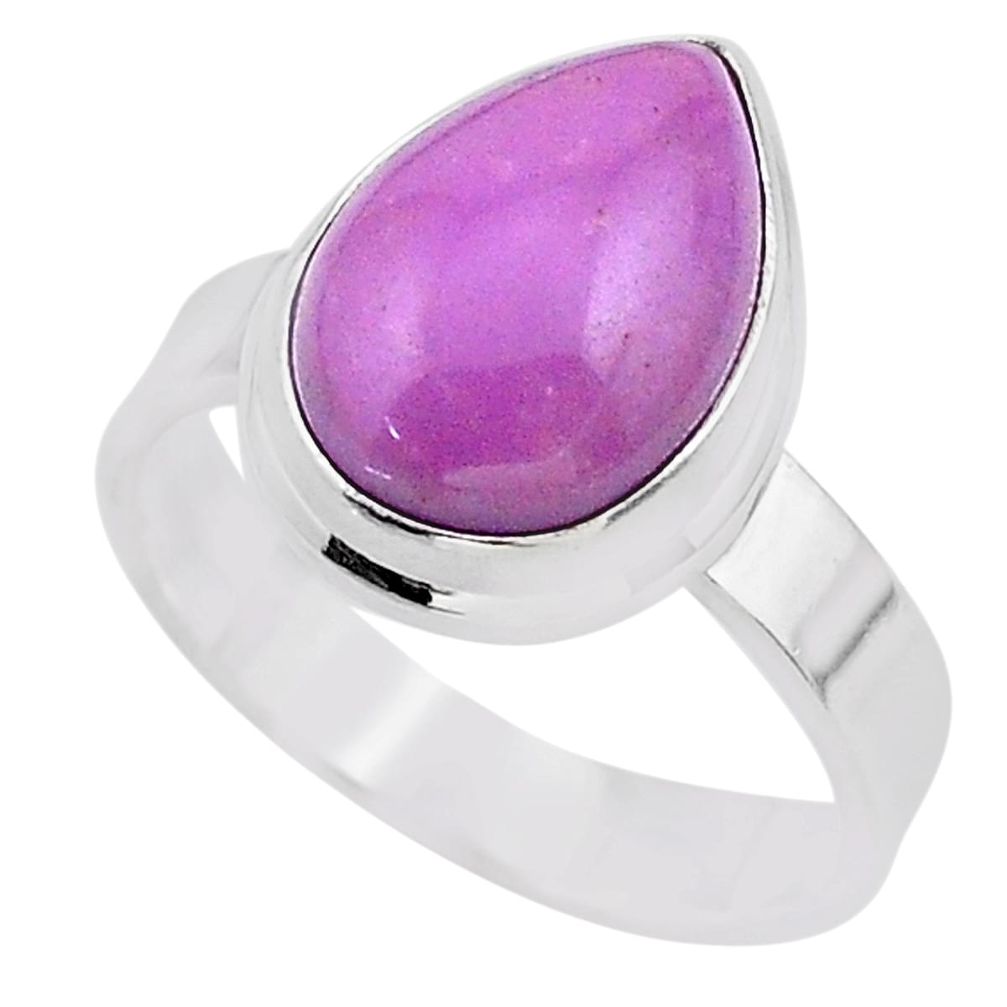 6.35cts solitaire natural purple phosphosiderite 925 silver ring size 8.5 t28094