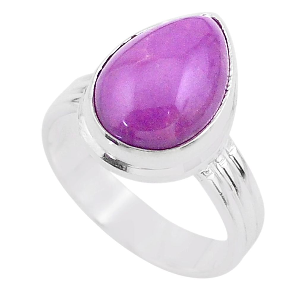 6.04cts solitaire natural purple phosphosiderite 925 silver ring size 7.5 t28101