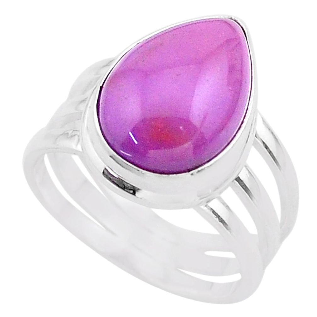 6.58cts solitaire natural purple phosphosiderite 925 silver ring size 6.5 t28103