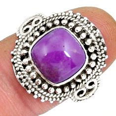 5.08cts solitaire natural purple phosphosiderite 925 silver ring size 9.5 y6577