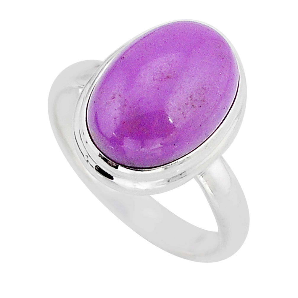 6.11cts solitaire natural purple phosphosiderite 925 silver ring size 7.5 y67590