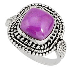 5.53cts solitaire natural purple phosphosiderite 925 silver ring size 7.5 y76848