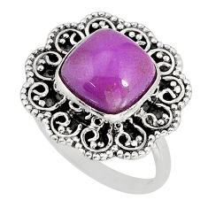 5.53cts solitaire natural purple phosphosiderite 925 silver ring size 7.5 y80141