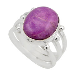 5.53cts solitaire natural purple phosphosiderite 925 silver ring size 7.5 y92011