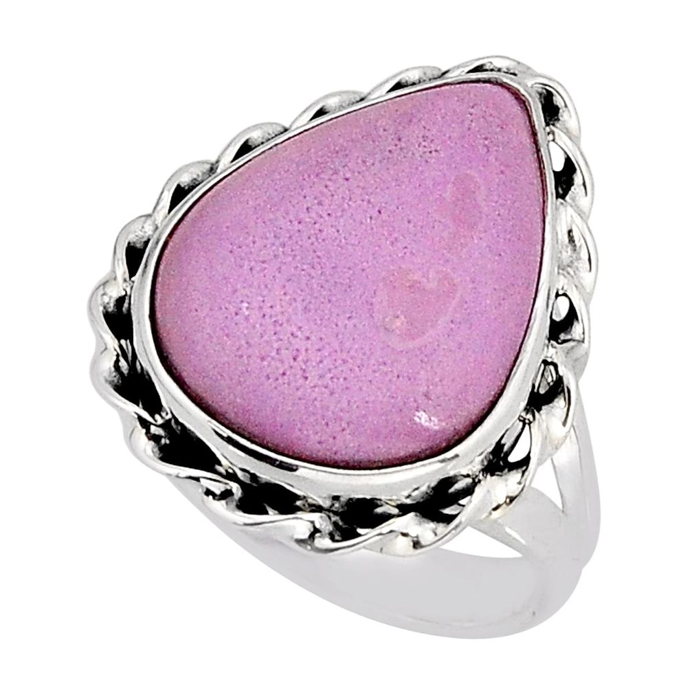 13.43cts solitaire natural purple phosphosiderite silver ring size 7.5 y75397
