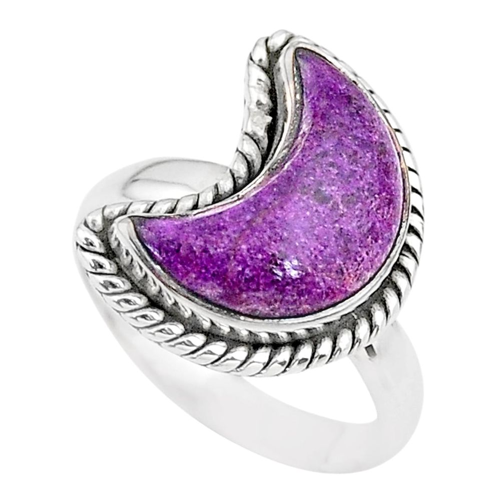 5.82cts moon natural purple purpurite stichtite silver ring size 7 t22163