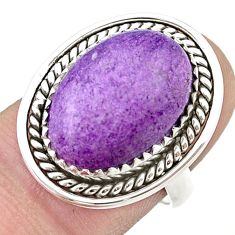 9.61cts solitaire natural purple purpurite stichtite silver ring size 7 u39401