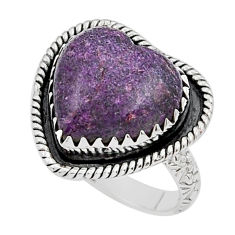 10.46cts solitaire natural purple purpurite stichtite silver ring size 7 y20026
