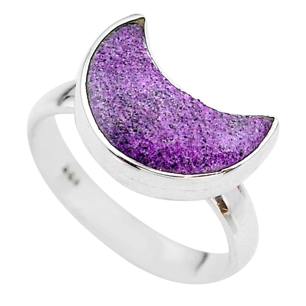 5.84cts moon natural purple purpurite stichtite silver ring size 8 t22082
