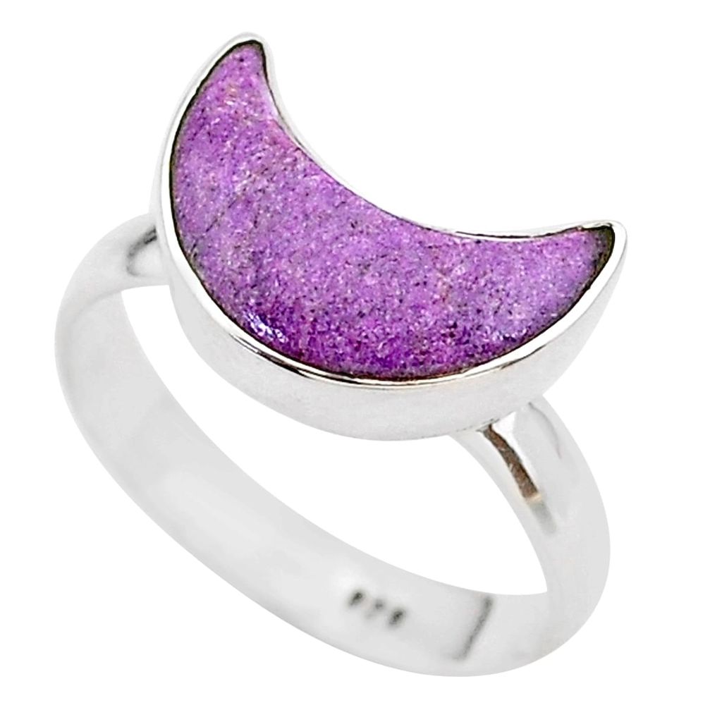 5.43cts moon natural purple purpurite stichtite silver ring size 8 t22099