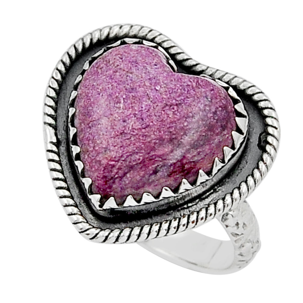 8.43cts solitaire natural purple purpurite stichtite silver ring size 8.5 y20031