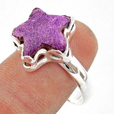 Solitaire natural purple purpurite stichtite silver star fish ring size 9 t63486