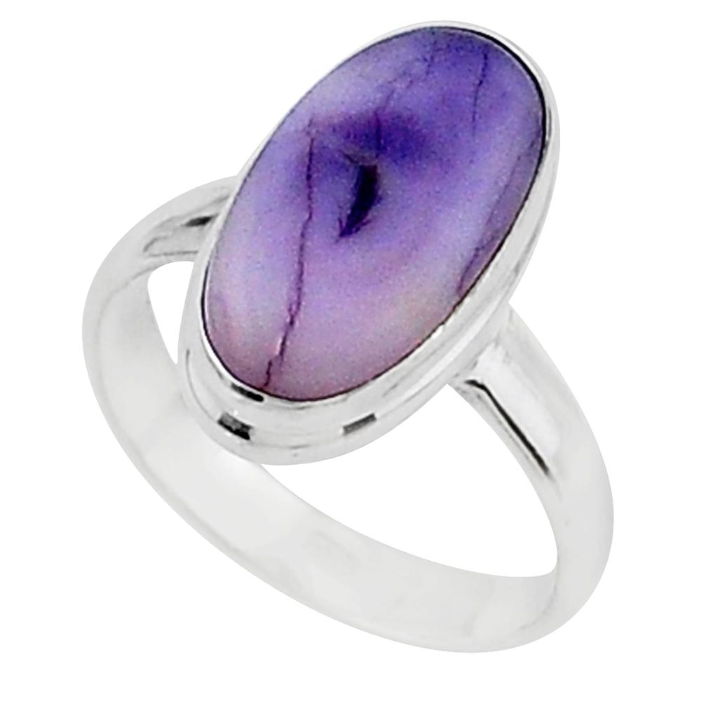 5.84cts solitaire natural purple tiffany stone 925 silver ring size 6 t15561