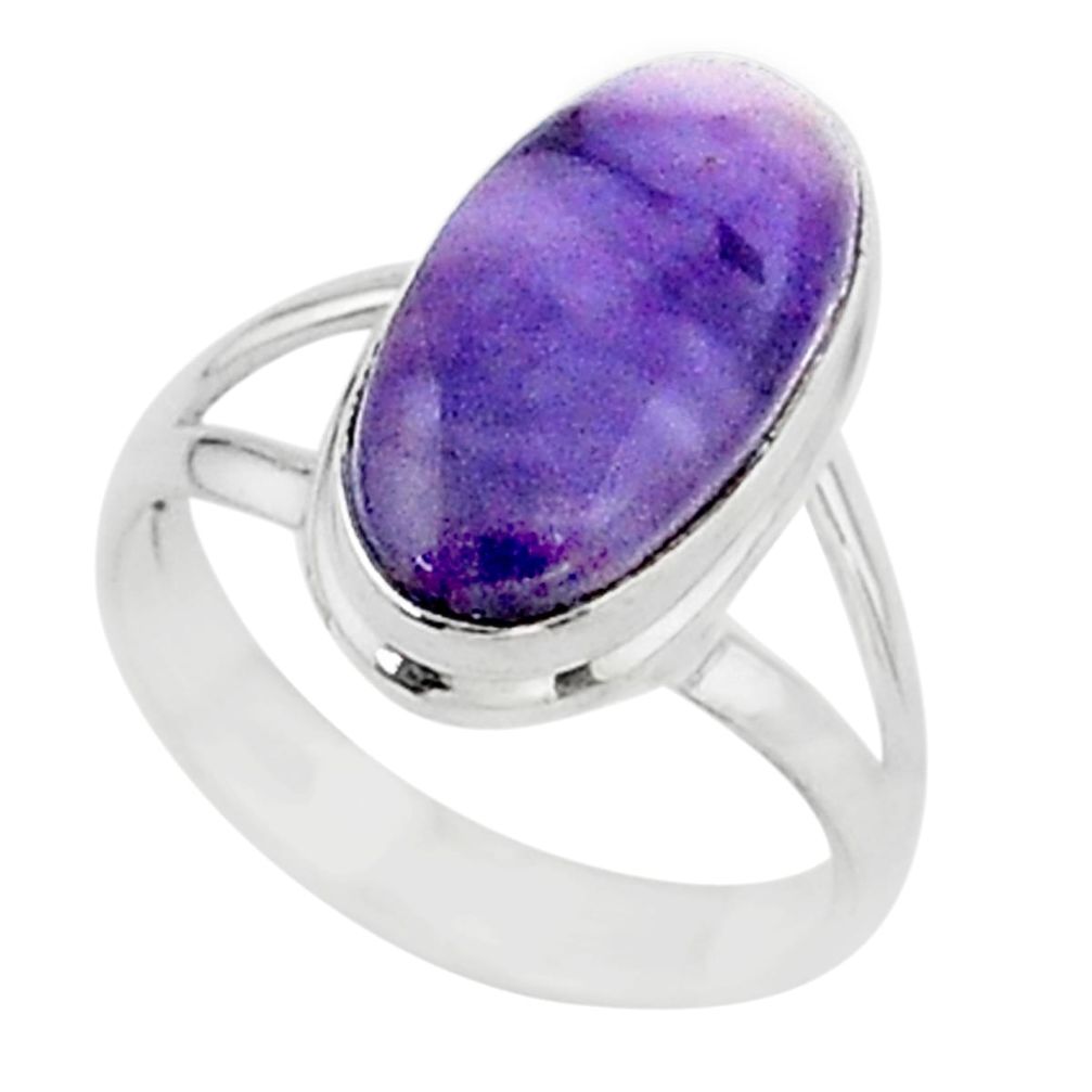 5.47cts solitaire natural purple tiffany stone 925 silver ring size 6 t15570