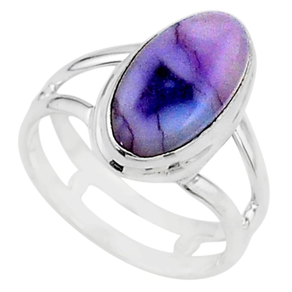 6.03cts solitaire natural purple tiffany stone 925 silver ring size 8 t15567