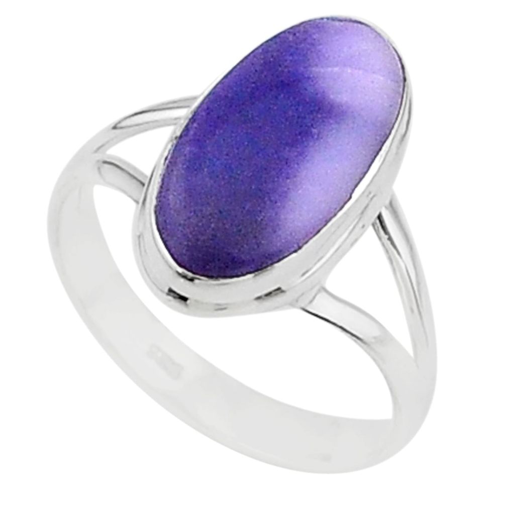 5.45cts solitaire natural purple tiffany stone 925 silver ring size 8 t15569