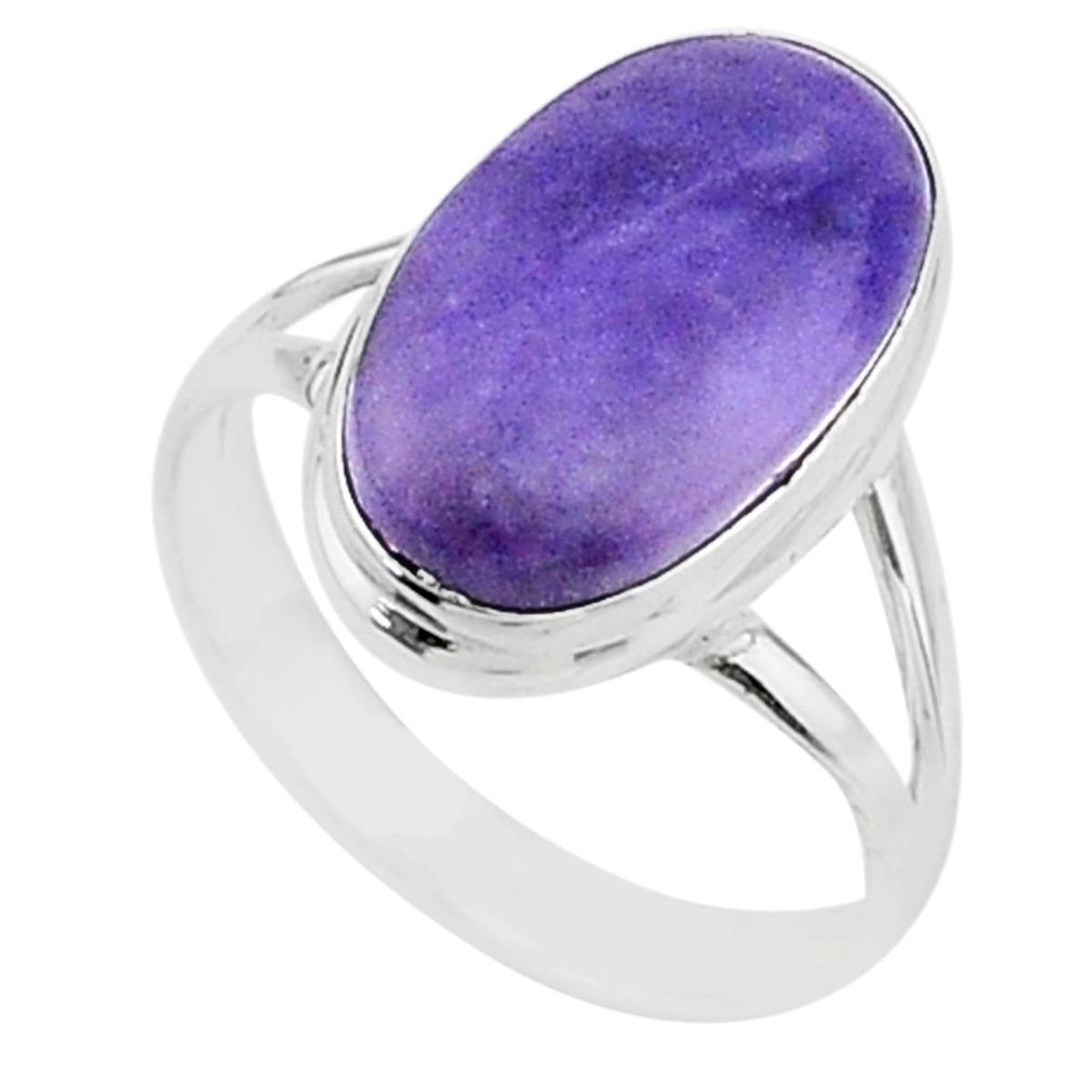 8.06cts solitaire natural purple tiffany stone 925 silver ring size 9 t15579