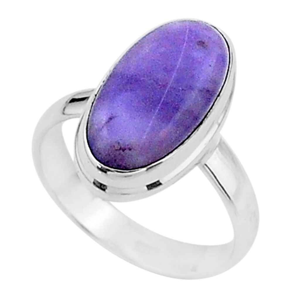 5.22cts solitaire natural purple tiffany stone 925 silver ring size 6.5 t15562