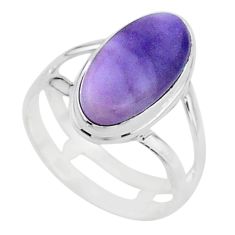 6.39cts solitaire natural purple tiffany stone 925 silver ring size 7.5 t15565
