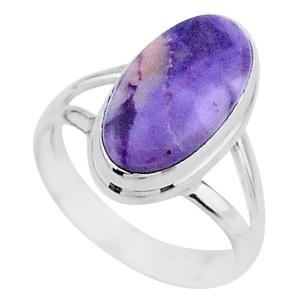 5.84cts solitaire natural purple tiffany stone 925 silver ring size 6.5 t15572