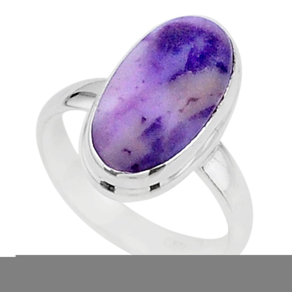 4.89cts solitaire natural purple tiffany stone 925 silver ring size 6.5 t15577